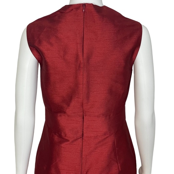 Fourmy Deep Red Wine Faux Dupioni Silk Cutaway Neckline Sheath Dress Sz 8 - Picture 6 of 10